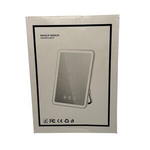 LED Makeup Mirror Touch Screen USB Charging Adjustable 90 Degree White Portable